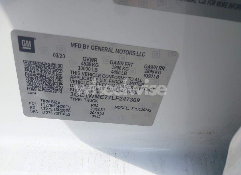 Photo 9 of 2020 Chevrolet Silverado 2500HD 2WD STANDARD BED CUSTOM (VIN 1GC1WME77LF247369)