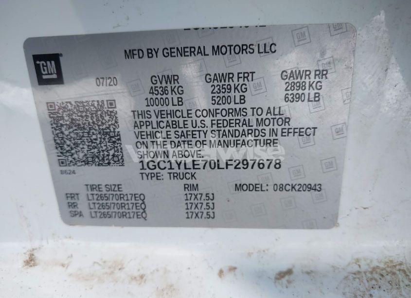 Photo 9 of 2020 Chevrolet Silverado 2500HD 4WD LONG BED WT (VIN 1GC1YLE70LF297678)