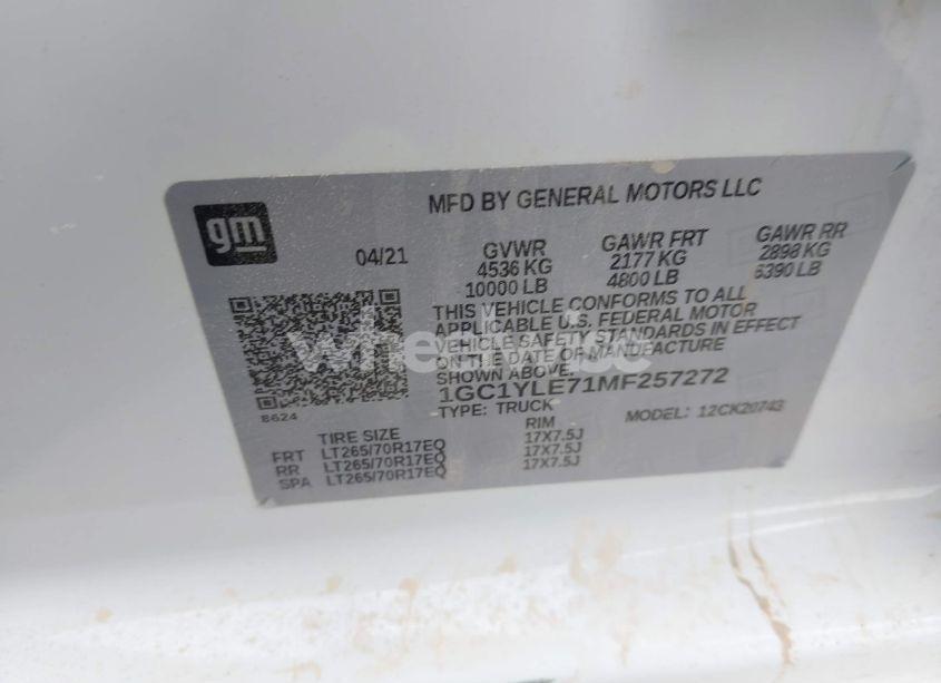 Photo 7 of 2021 Chevrolet Silverado 2500HD 4WD STANDARD BED WT (VIN 1GC1YLE71MF257272)