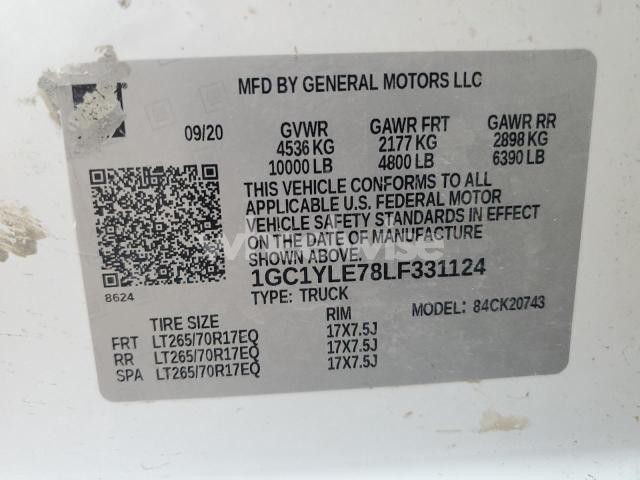 Photo 10 of 2020 CHEVROLET SILVERADO K2500 HEAVY DUTY (VIN 1GC1YLE78LF331124)