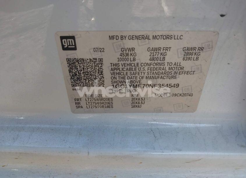 Photo 9 of 2022 Chevrolet Silverado 2500HD 4WD STANDARD BED CUSTOM (VIN 1GC1YME70NF354549)