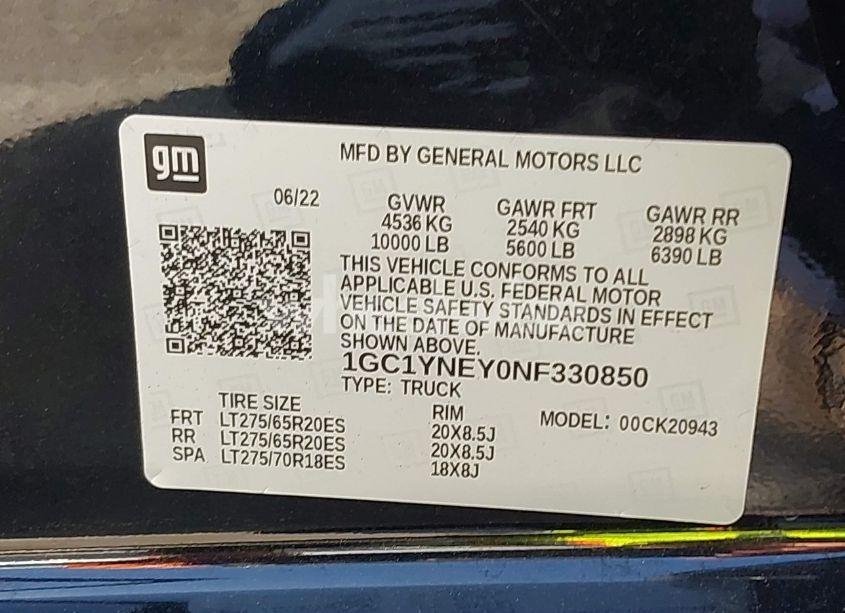 Photo 9 of 2022 Chevrolet Silverado 2500HD 4WD LONG BED LT (VIN 1GC1YNEY0NF330850)