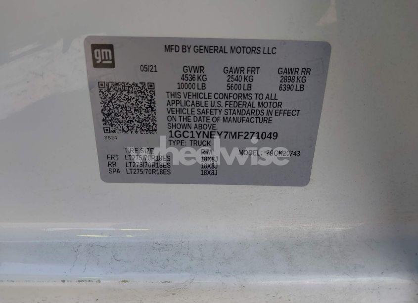 Photo 9 of 2021 Chevrolet Silverado 2500HD 4WD STANDARD BED LT (VIN 1GC1YNEY7MF271049)