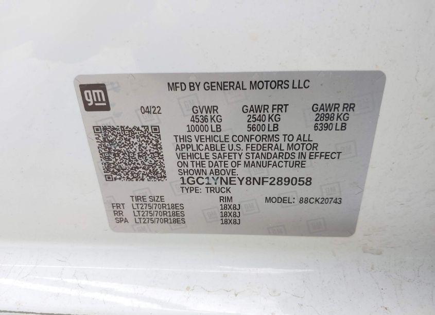 Photo 9 of 2022 Chevrolet Silverado 2500HD 4WD STANDARD BED LT (VIN 1GC1YNEY8NF289058)