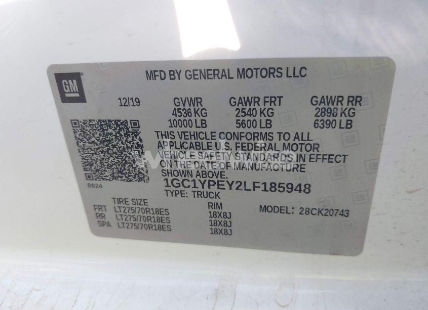 Photo 9 of 2020 Chevrolet Silverado 2500HD (VIN 1GC1YPEY2LF185948)