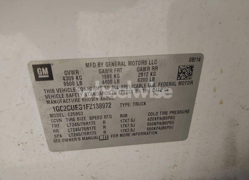 Photo 9 of 2015 Chevrolet Silverado 2500HD WT (VIN 1GC2CUEG1FZ138972)