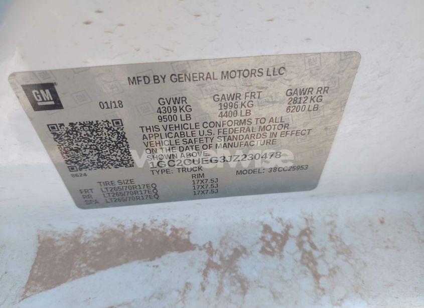 Photo 9 of 2018 Chevrolet Silverado 2500HD WT (VIN 1GC2CUEG3JZ230478)