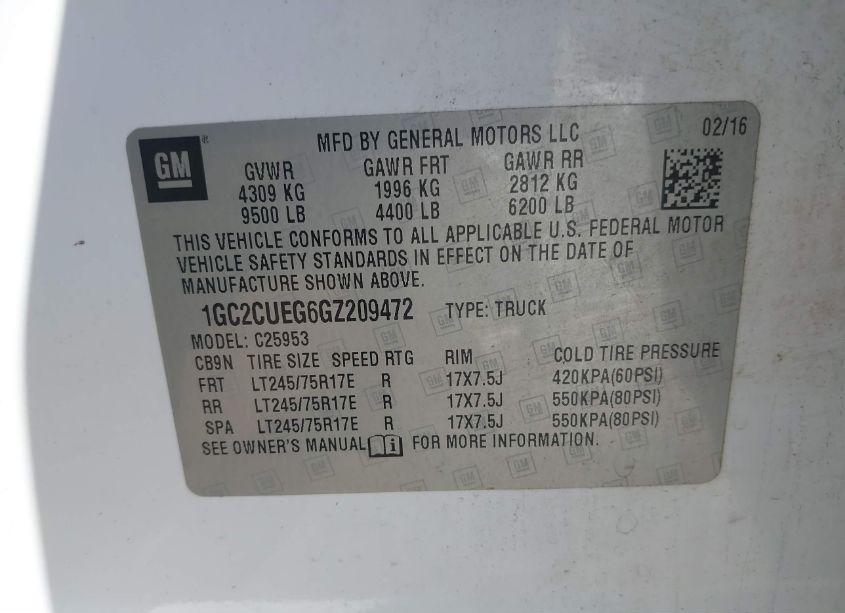 Photo 9 of 2016 Chevrolet Silverado 2500HD (VIN 1GC2CUEG6GZ209472)