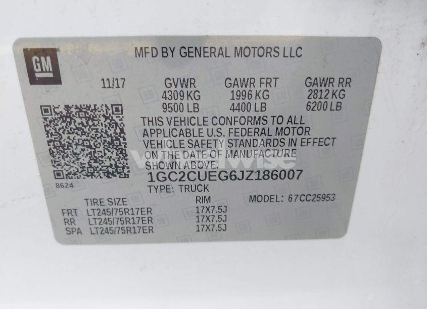 Photo 9 of 2018 Chevrolet Silverado 2500HD WT (VIN 1GC2CUEG6JZ186007)