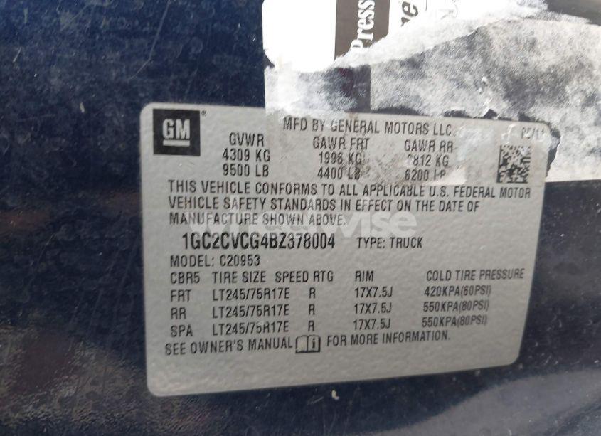 Photo 9 of 2011 Chevrolet Silverado 2500HD WORK TRUCK (VIN 1GC2CVCG4BZ378004)