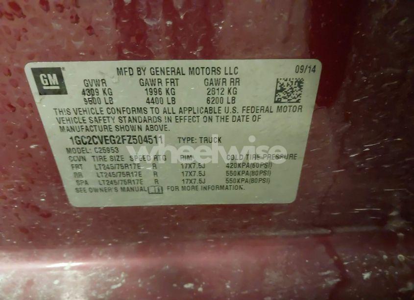 Photo 9 of 2015 Chevrolet Silverado 2500HD LT (VIN 1GC2CVEG2FZ504511)