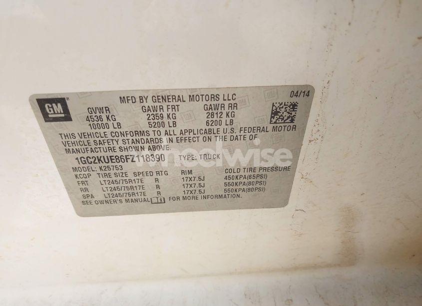 Photo 9 of 2015 Chevrolet Silverado 2500HD WT (VIN 1GC2KUE86FZ118390)