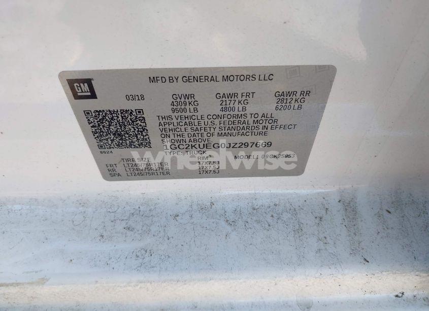 Photo 9 of 2018 Chevrolet Silverado 2500HD WT (VIN 1GC2KUEG0JZ297669)