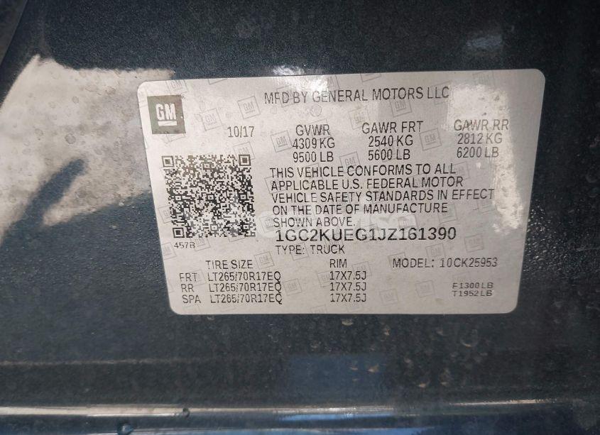 Photo 9 of 2018 Chevrolet Silverado 2500HD WT (VIN 1GC2KUEG1JZ161390)