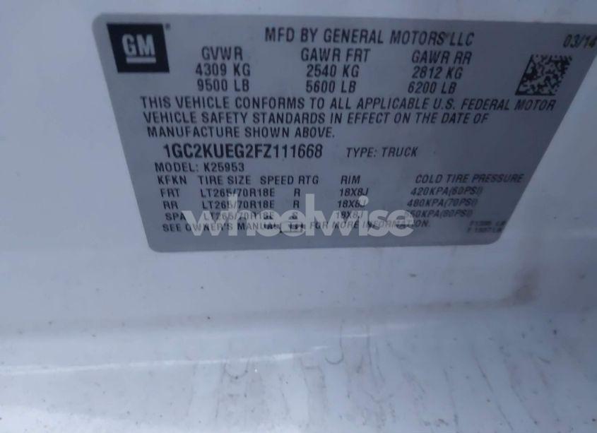 Photo 9 of 2015 Chevrolet Silverado 2500HD WT (VIN 1GC2KUEG2FZ111668)