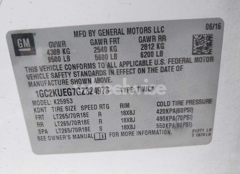 Photo 9 of 2016 Chevrolet Silverado 2500HD WT (VIN 1GC2KUEG7GZ324973)