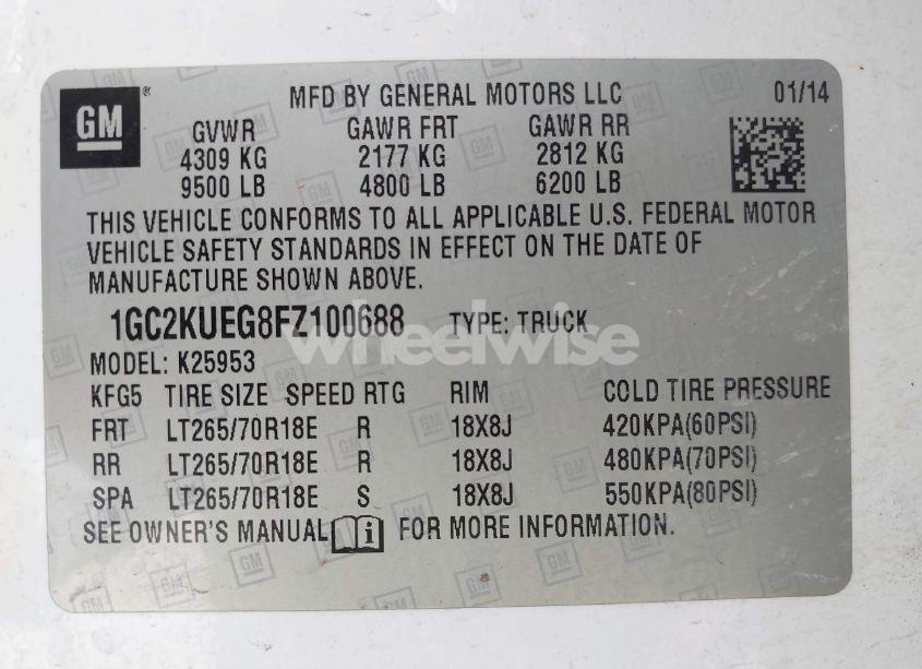 Photo 9 of 2015 Chevrolet Silverado 2500HD WT (VIN 1GC2KUEG8FZ100688)