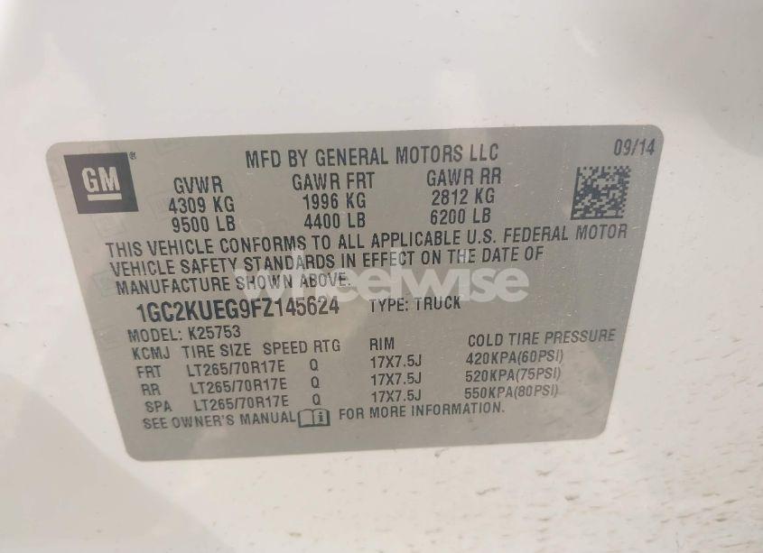 Photo 9 of 2015 Chevrolet Silverado 2500HD WT (VIN 1GC2KUEG9FZ145624)