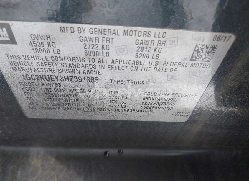 Photo 9 of 2017 Chevrolet Silverado 2500HD WT (VIN 1GC2KUEY3HZ391385)