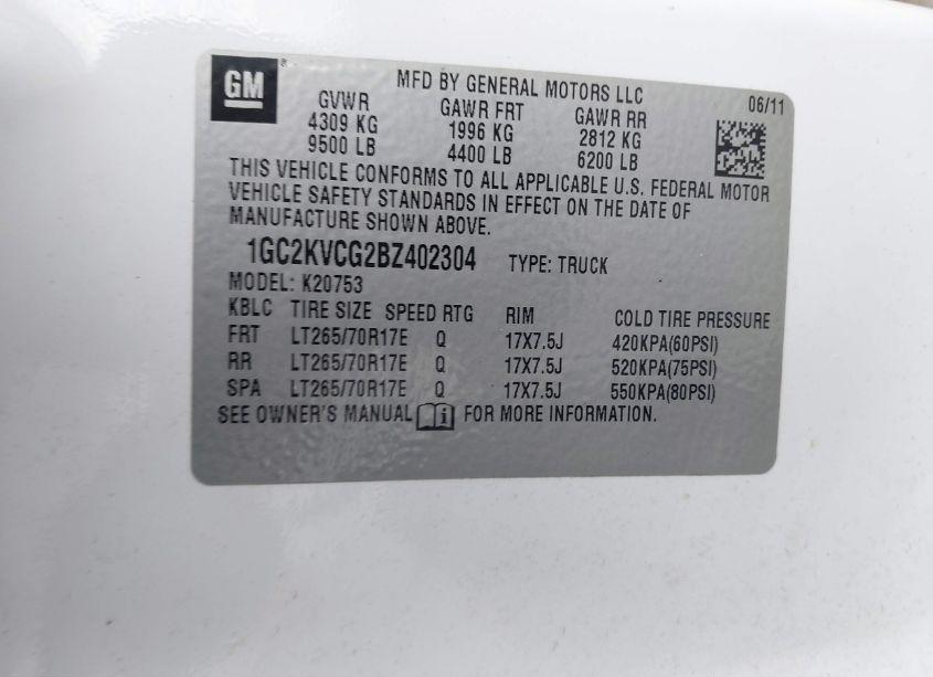 Photo 9 of 2011 Chevrolet Silverado 2500HD WORK TRUCK (VIN 1GC2KVCG2BZ402304)