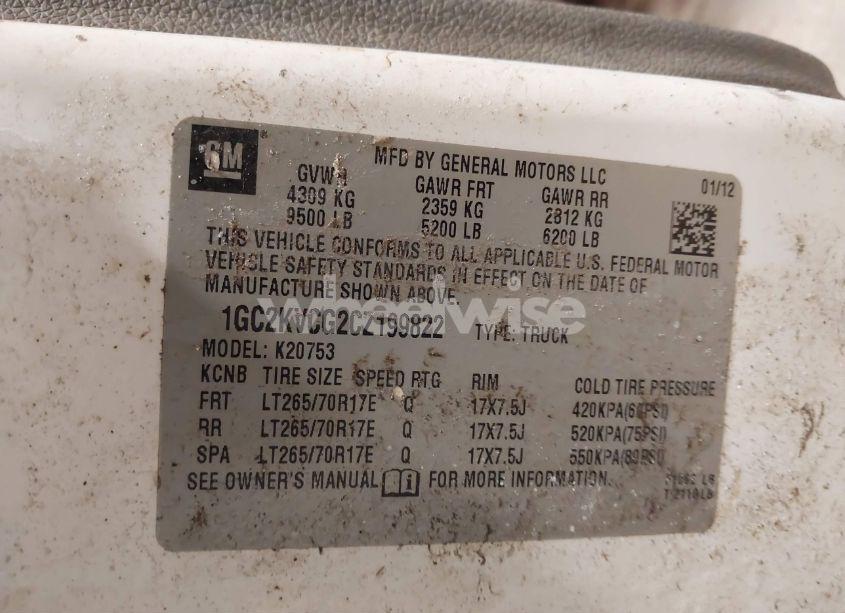 Photo 9 of 2012 Chevrolet Silverado 2500HD WORK TRUCK (VIN 1GC2KVCG2CZ199822)