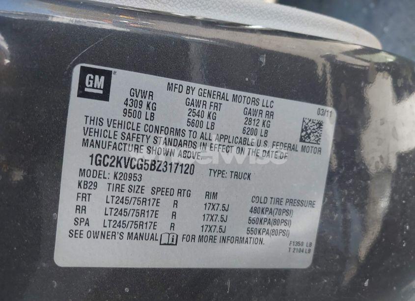 Photo 9 of 2011 Chevrolet Silverado 2500HD WORK TRUCK (VIN 1GC2KVCG5BZ317120)