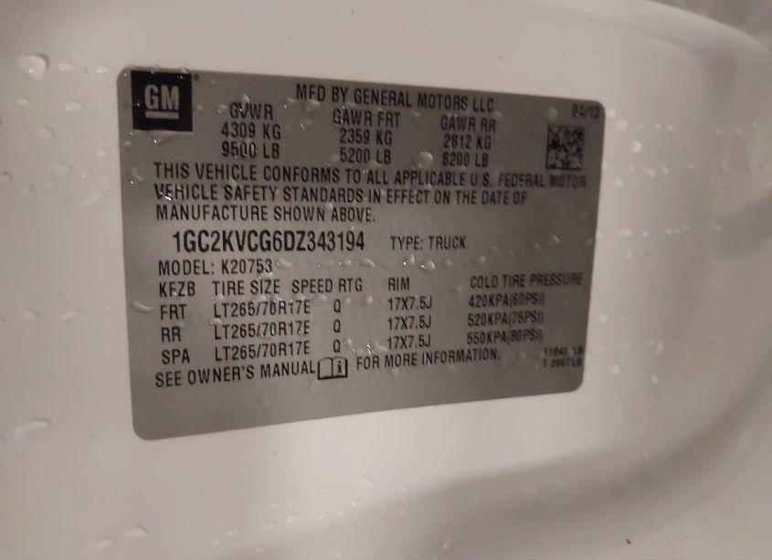 Photo 9 of 2013 Chevrolet Silverado 2500HD WORK TRUCK (VIN 1GC2KVCG6DZ343194)