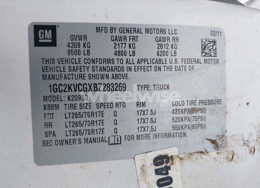 Photo 9 of 2011 Chevrolet Silverado 2500HD WORK TRUCK (VIN 1GC2KVCGXBZ283269)