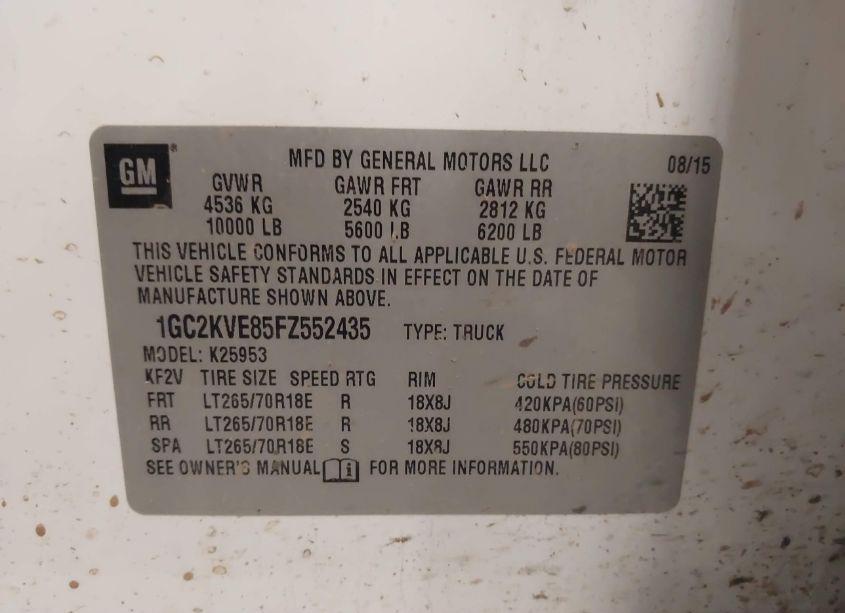 Photo 9 of 2015 Chevrolet Silverado 2500HD LT (VIN 1GC2KVE85FZ552435)