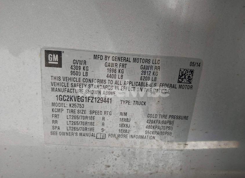 Photo 9 of 2015 Chevrolet Silverado 2500HD LT (VIN 1GC2KVEG1FZ129441)