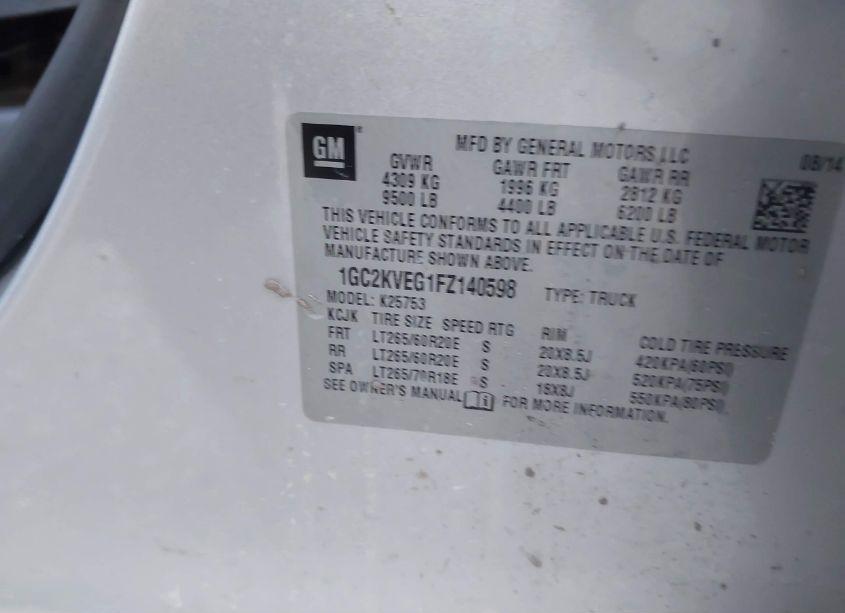 Photo 9 of 2015 Chevrolet Silverado 2500HD LT (VIN 1GC2KVEG1FZ140598)