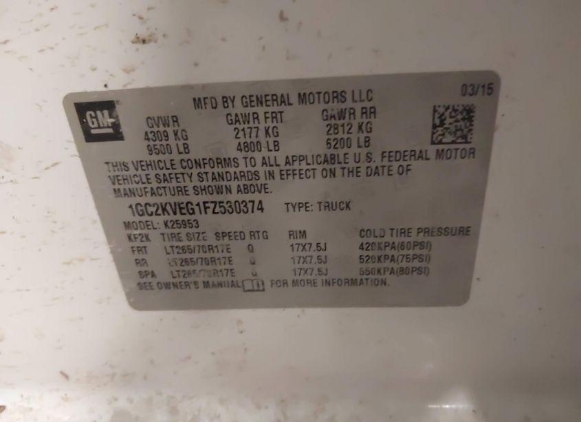 Photo 9 of 2015 Chevrolet Silverado 2500HD LT (VIN 1GC2KVEG1FZ530374)