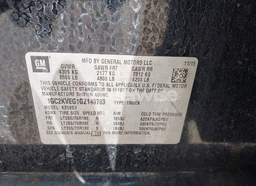 Photo 9 of 2016 Chevrolet Silverado 2500HD LT (VIN 1GC2KVEG1GZ148783)