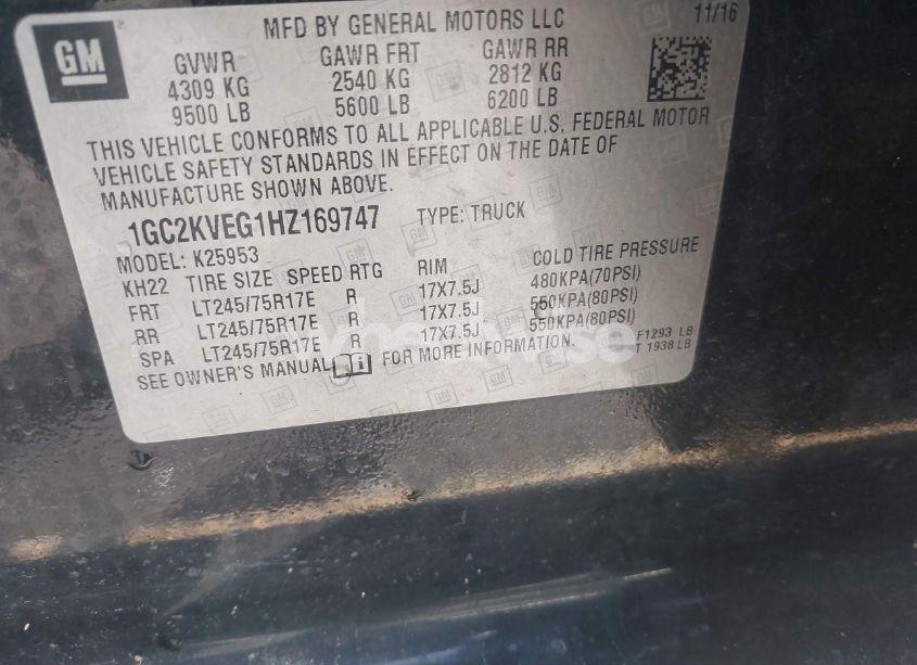 Photo 9 of 2017 Chevrolet Silverado 2500HD LT (VIN 1GC2KVEG1HZ169747)