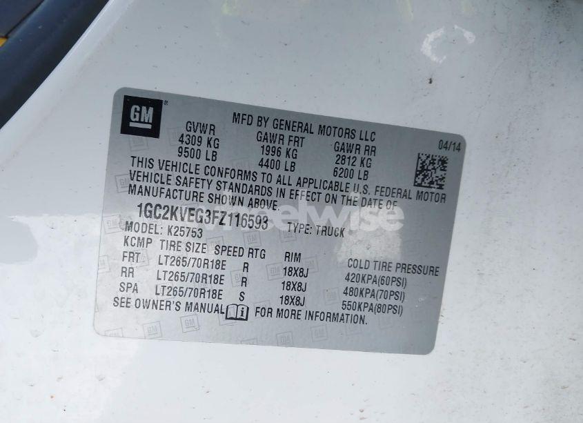 Photo 9 of 2015 Chevrolet Silverado 2500HD LT (VIN 1GC2KVEG3FZ116593)