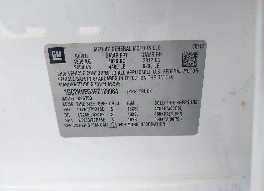 Photo 9 of 2015 Chevrolet Silverado 2500HD LT (VIN 1GC2KVEG3FZ123964)