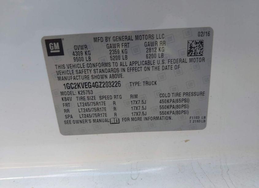 Photo 9 of 2016 Chevrolet Silverado 2500HD LT (VIN 1GC2KVEG4GZ203226)