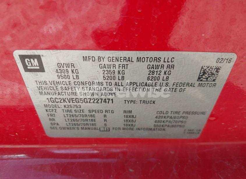 Photo 9 of 2016 Chevrolet Silverado 2500HD LT (VIN 1GC2KVEG5GZ227471)