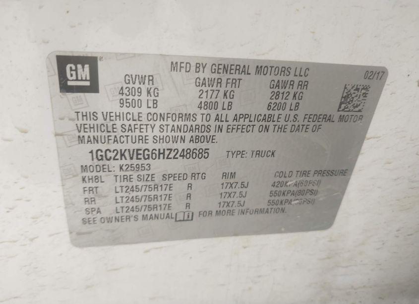 Photo 9 of 2017 Chevrolet Silverado 2500HD LT (VIN 1GC2KVEG6HZ248685)