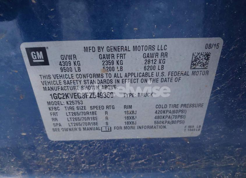 Photo 9 of 2015 Chevrolet Silverado 2500HD LT (VIN 1GC2KVEG8FZ549360)