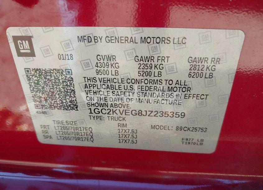 Photo 9 of 2018 Chevrolet Silverado 2500HD LT (VIN 1GC2KVEG8JZ235359)