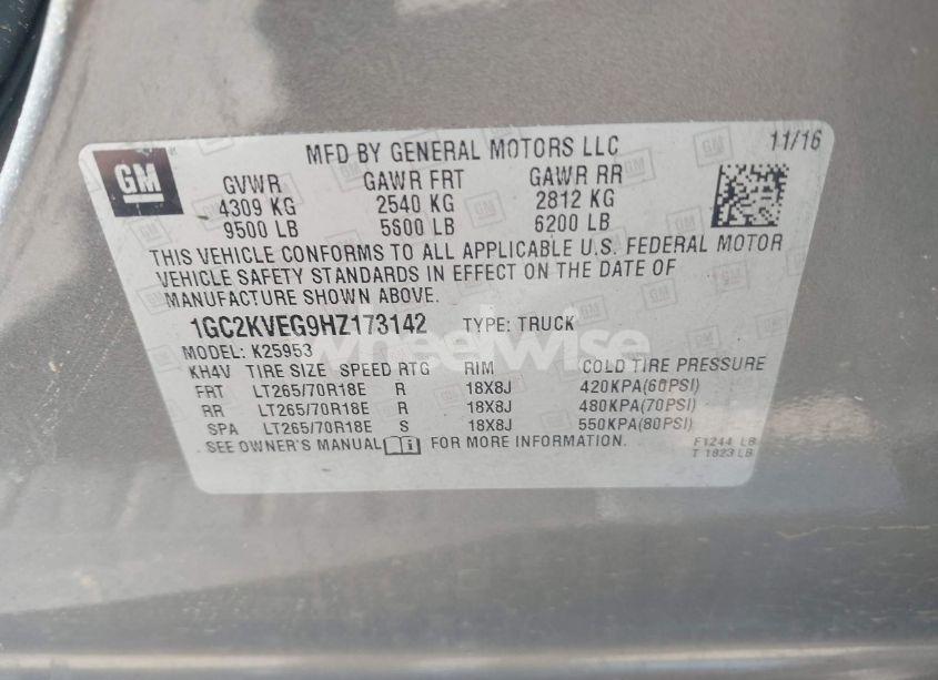 Photo 9 of 2017 Chevrolet Silverado 2500HD LT (VIN 1GC2KVEG9HZ173142)