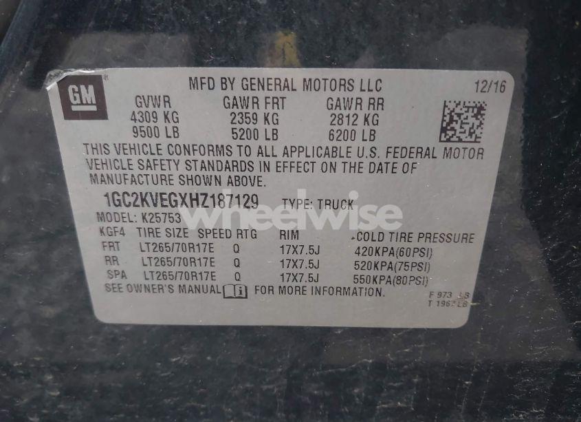 Photo 9 of 2017 Chevrolet Silverado 2500HD LT (VIN 1GC2KVEGXHZ187129)