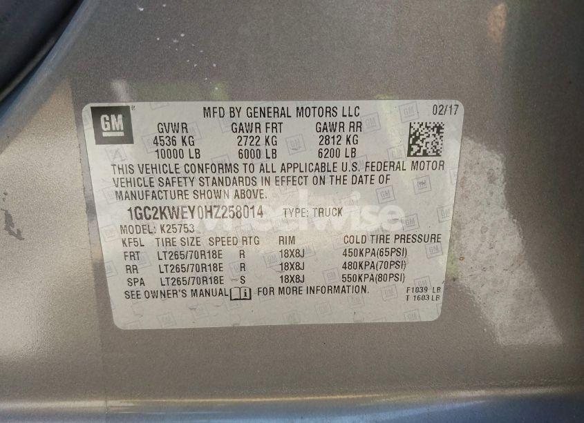 Photo 9 of 2017 Chevrolet Silverado 2500HD LTZ (VIN 1GC2KWEY0HZ258014)