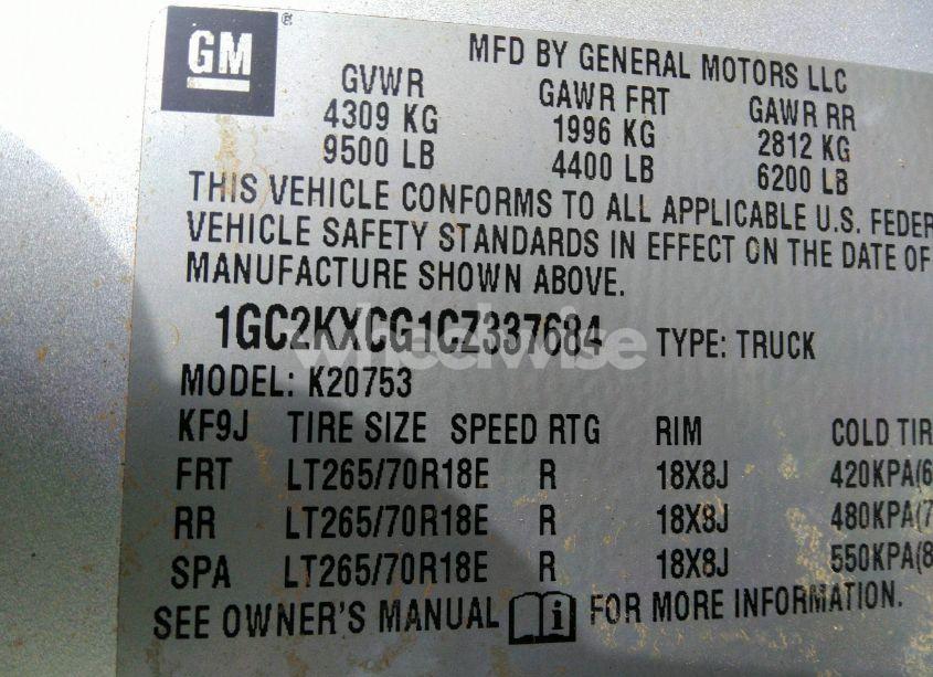 Photo 9 of 2012 Chevrolet Silverado 2500HD LT (VIN 1GC2KXCG1CZ337684)