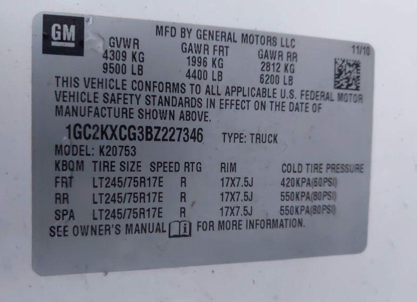 Photo 9 of 2011 Chevrolet Silverado 2500HD LT (VIN 1GC2KXCG3BZ227346)