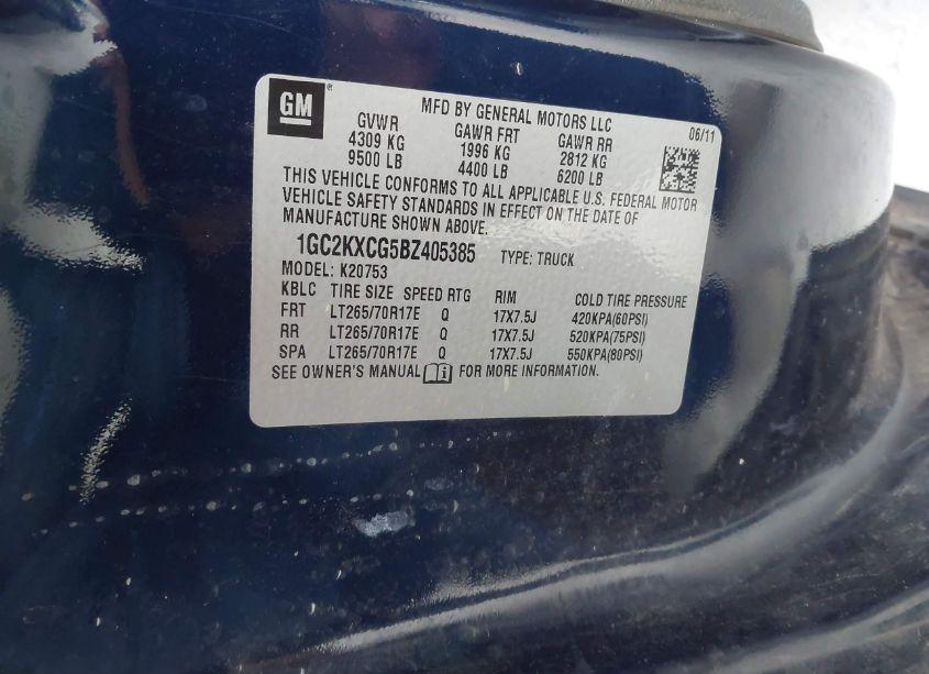 Photo 9 of 2011 Chevrolet Silverado 2500HD LT (VIN 1GC2KXCG5BZ405385)