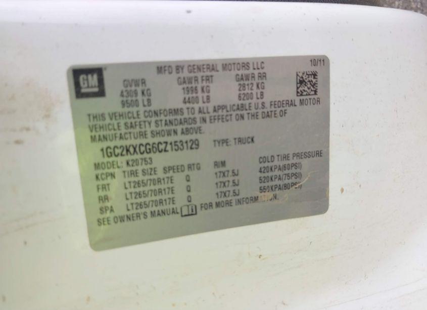 Photo 9 of 2012 Chevrolet Silverado 2500HD LT (VIN 1GC2KXCG6CZ153129)