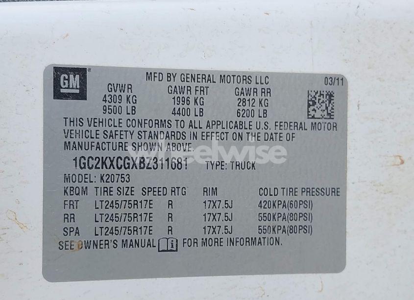 Photo 9 of 2011 Chevrolet Silverado 2500HD LT (VIN 1GC2KXCGXBZ311681)