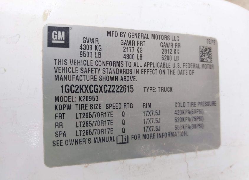 Photo 9 of 2012 Chevrolet Silverado 2500HD LT (VIN 1GC2KXCGXCZ222615)